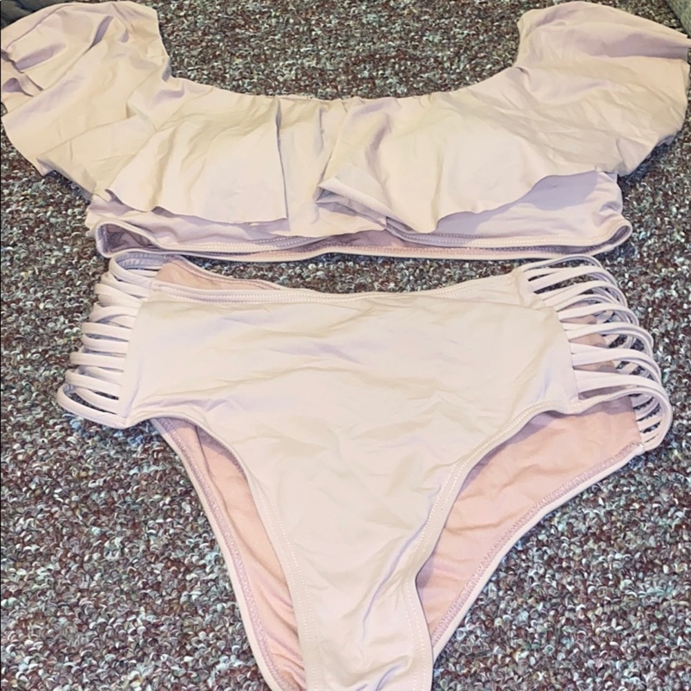 Boutique swim suit with high waisted bottoms